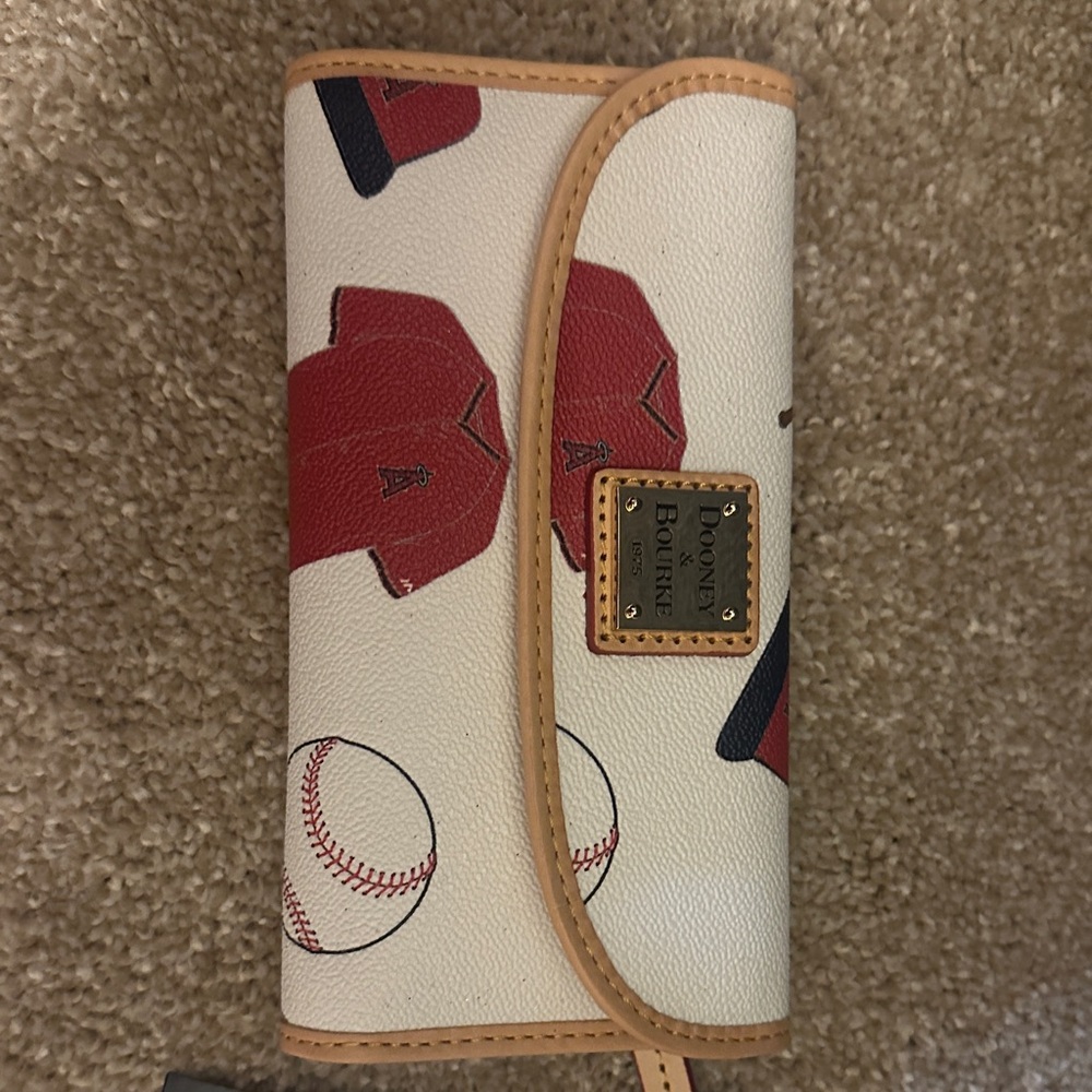 Dooney & Bourke Red and Cream Baseball Wallet